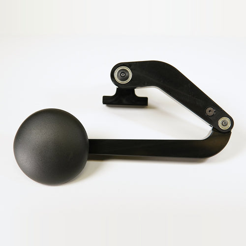 SMT Caddy Model A arm rest mechanism: hinged arm with ball rest and bearing pivots
